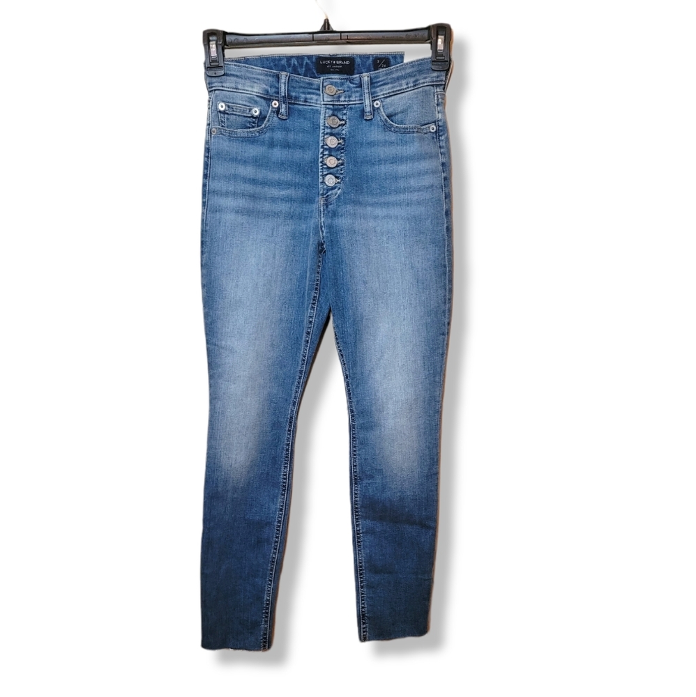 Lucky Jeans Bridgette Size 2 26a Ankle Skinny Exposed Button Fly Raw Hem